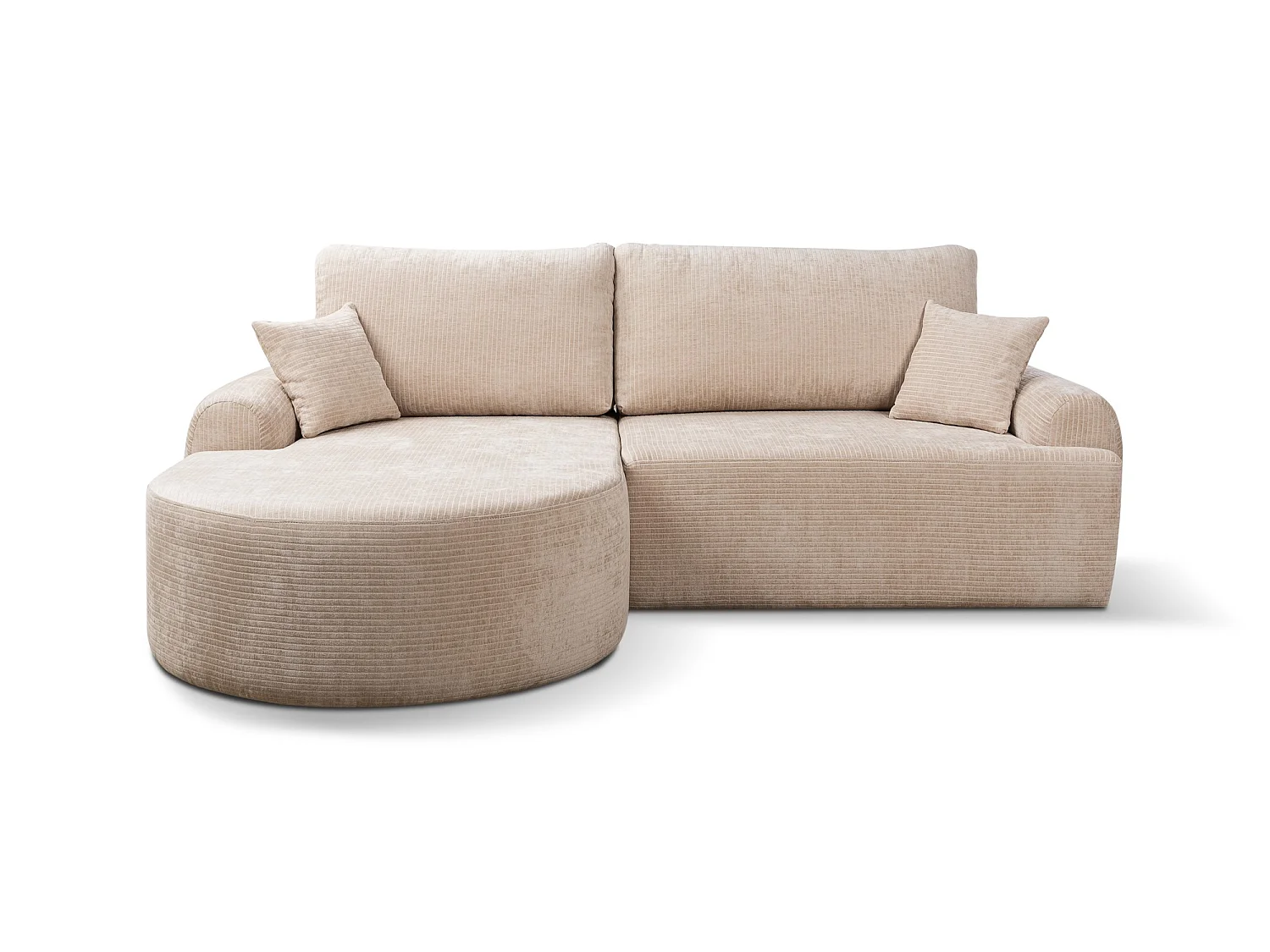 Canapé d'Angle gauche avec fonction de couchage ARTE PREMIUM coffre en velours côtelé beige du fabricant - VINOTTI