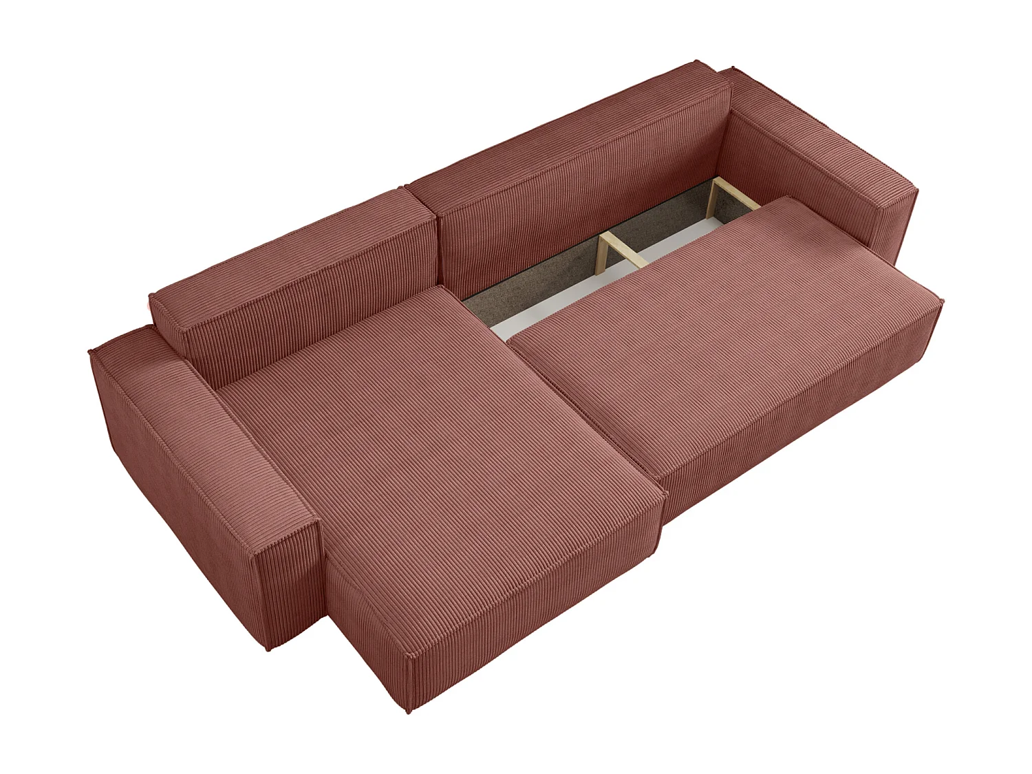 Canapé d'Angle réversible convertible avec fonction de couchage Karl XL coffre universel en velours côtelé cuivre du fabricant - VINOTTI