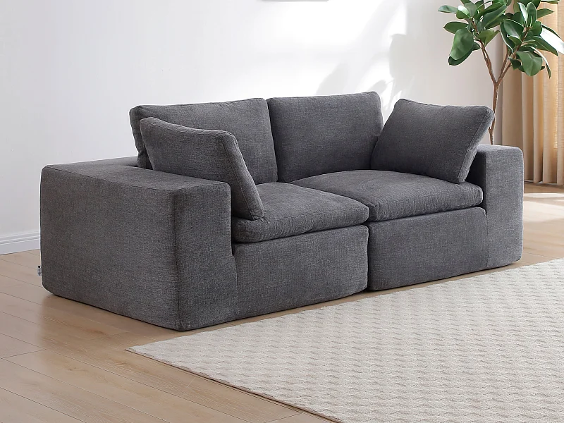 Canapé 2 places modulable en tissu gris anthracite CORTOLINE