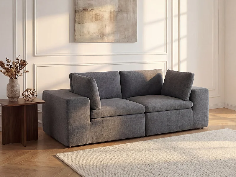 Sofá de 2 plazas modular en tela gris antracita CORTOLINE