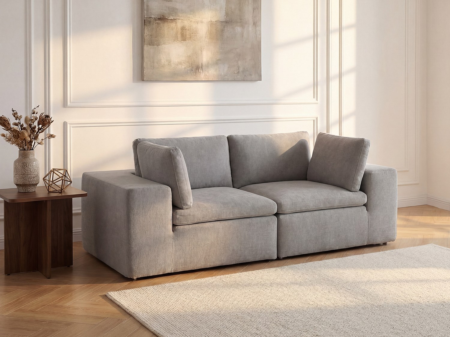 2-Sitzer Sofa modulbar - Stoff Grau - CORTOLINE günstig online kaufen