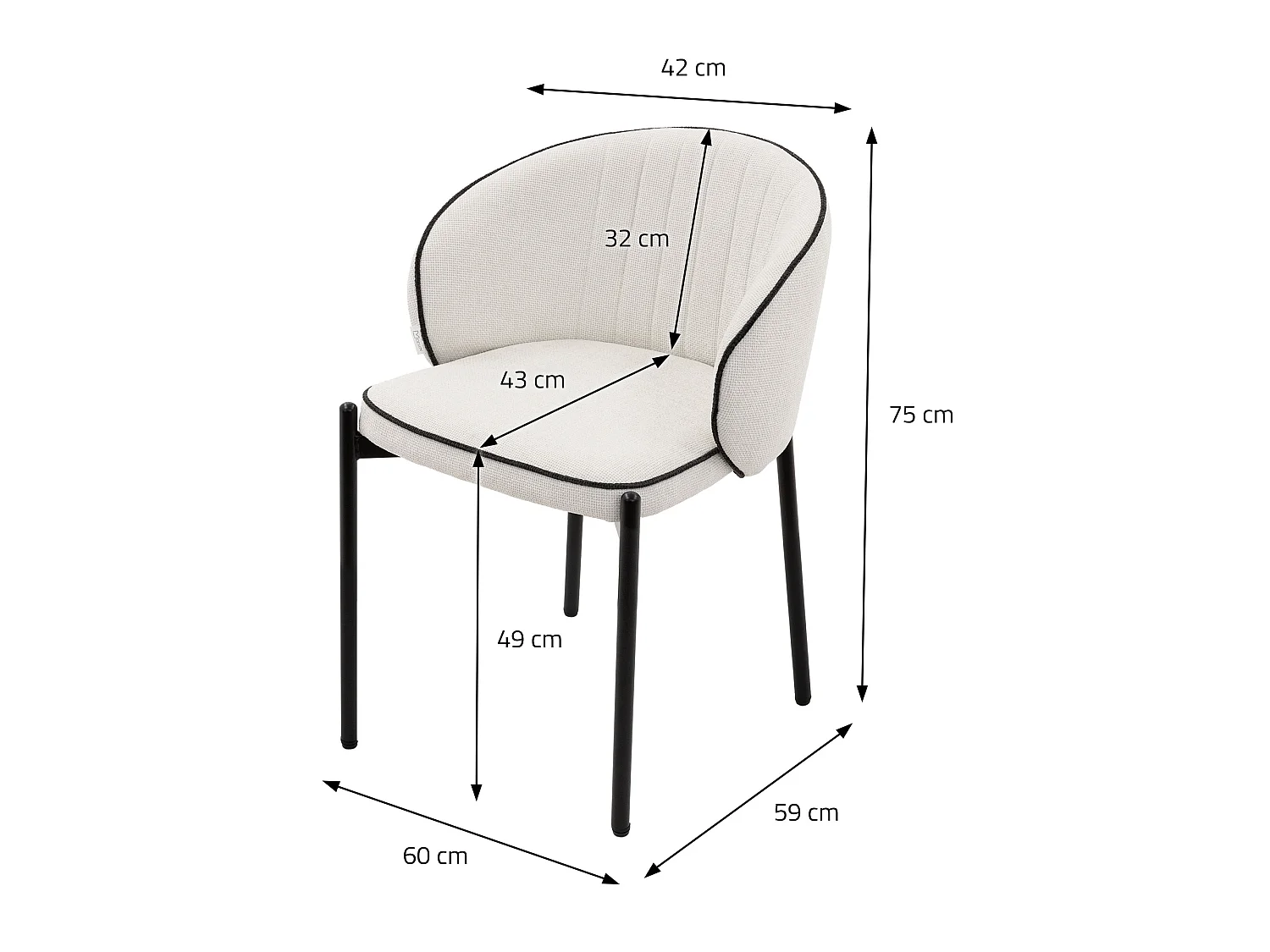 ML-Design 4x Sillas de comedor beige con revestimiento de tela, asiento sofá de salón con respaldo, mueble de cocina tapizado con patas de metal