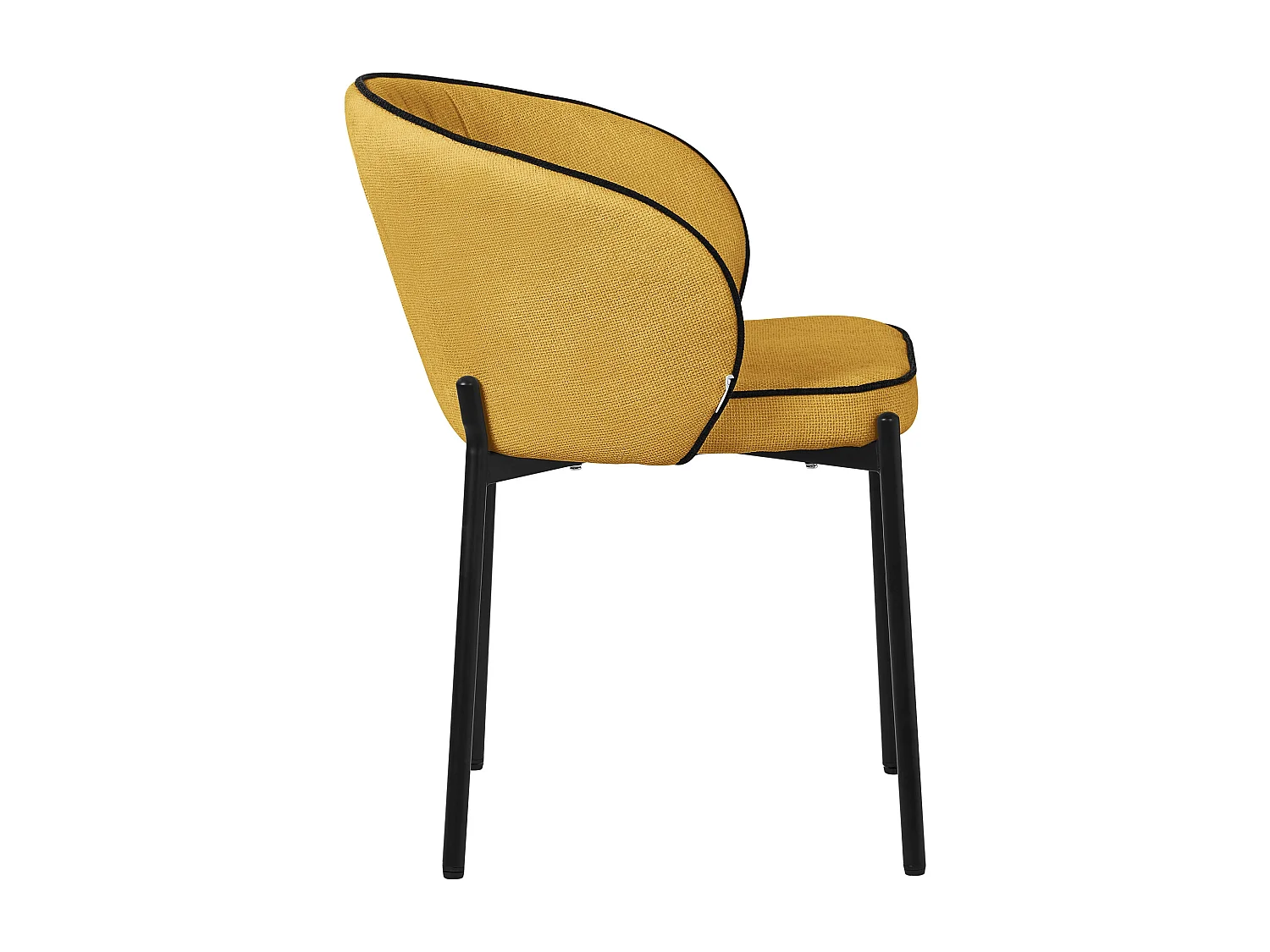 Set de 2 Chaises de salle à manger moutarde revêtement en tissu pieds en métal robustes fauteuils rembourrés dossier ergonomique pour cuisine ou salon