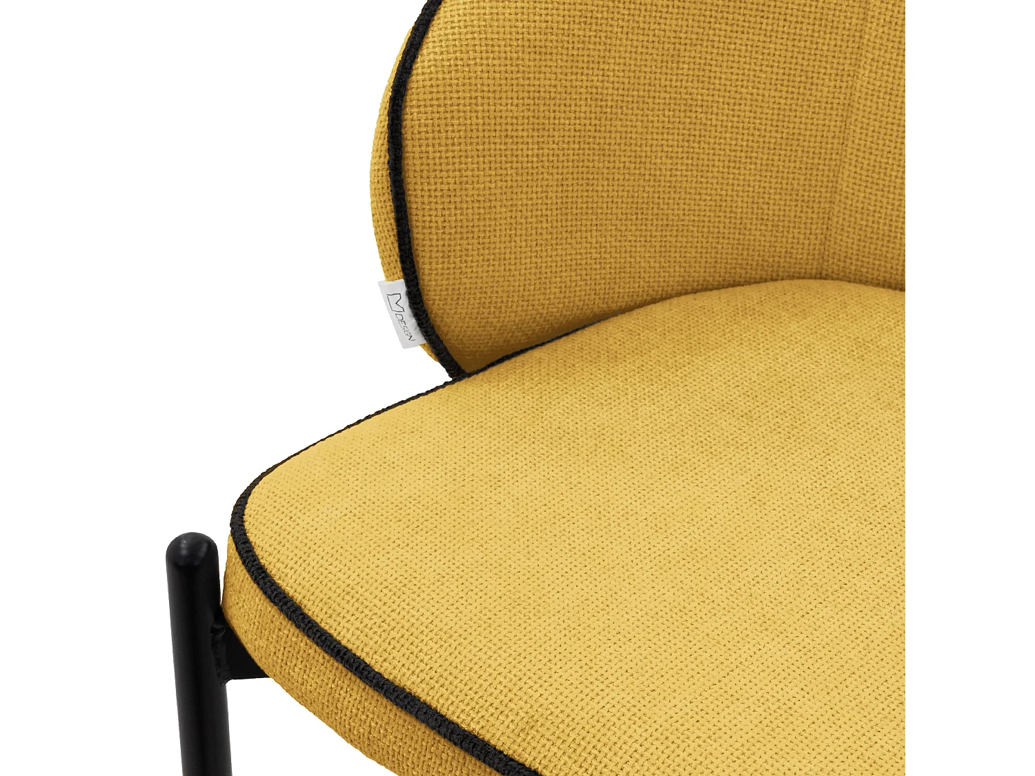 Set de 2 Chaises de salle à manger moutarde revêtement en tissu pieds en métal robustes fauteuils rembourrés dossier ergonomique pour cuisine ou salon