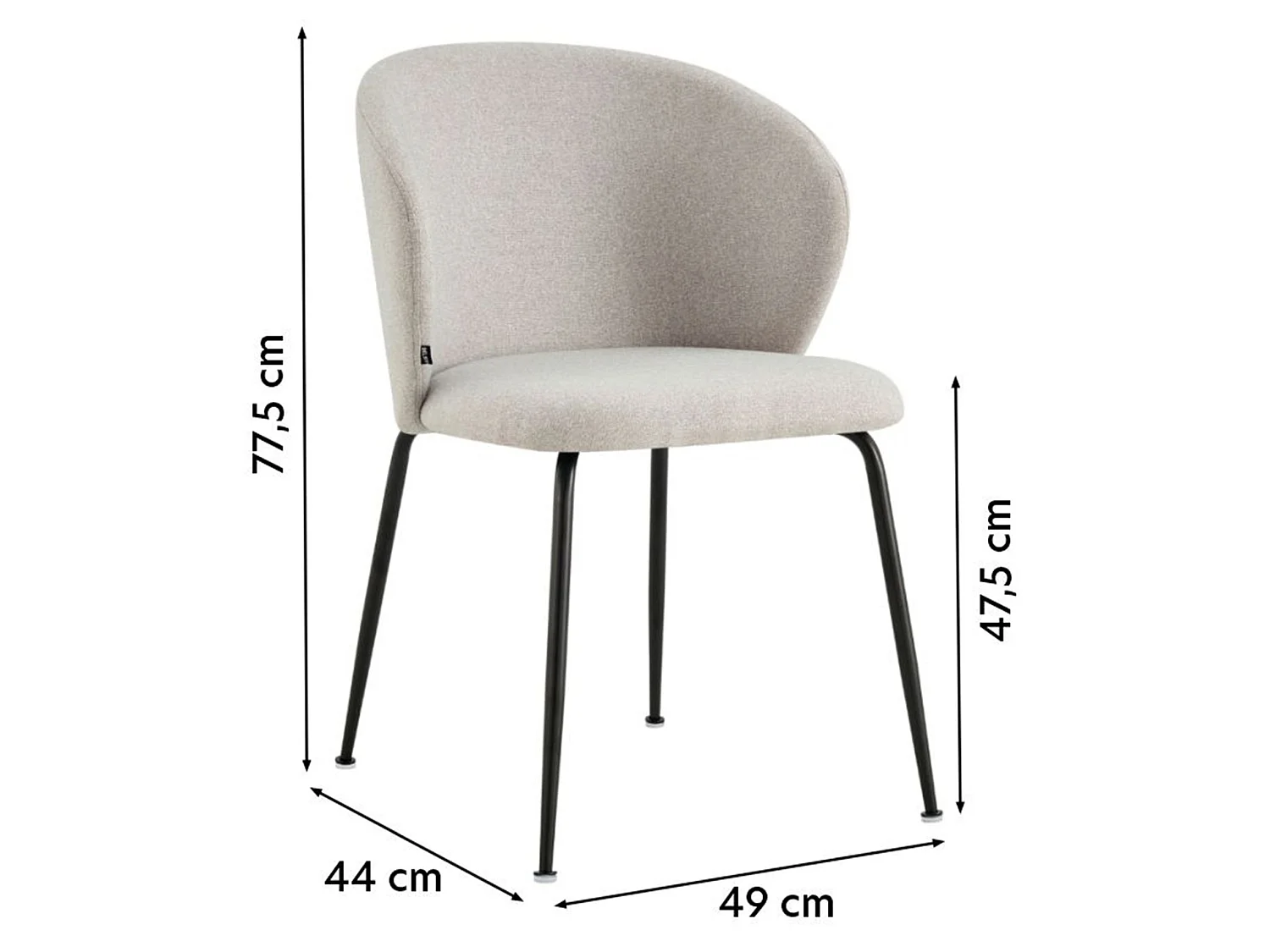 Chaise rembourrée – tissu hydrophobe argenté – MEALIZE