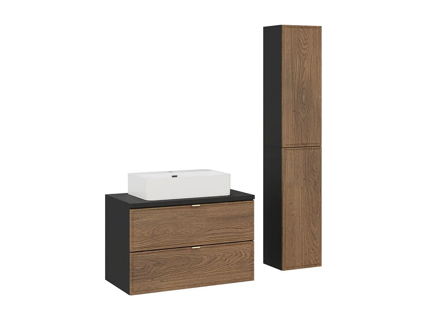 Ensemble SAVIA : meuble sous vasque 80cm + vasque à poser + meubles de rangement