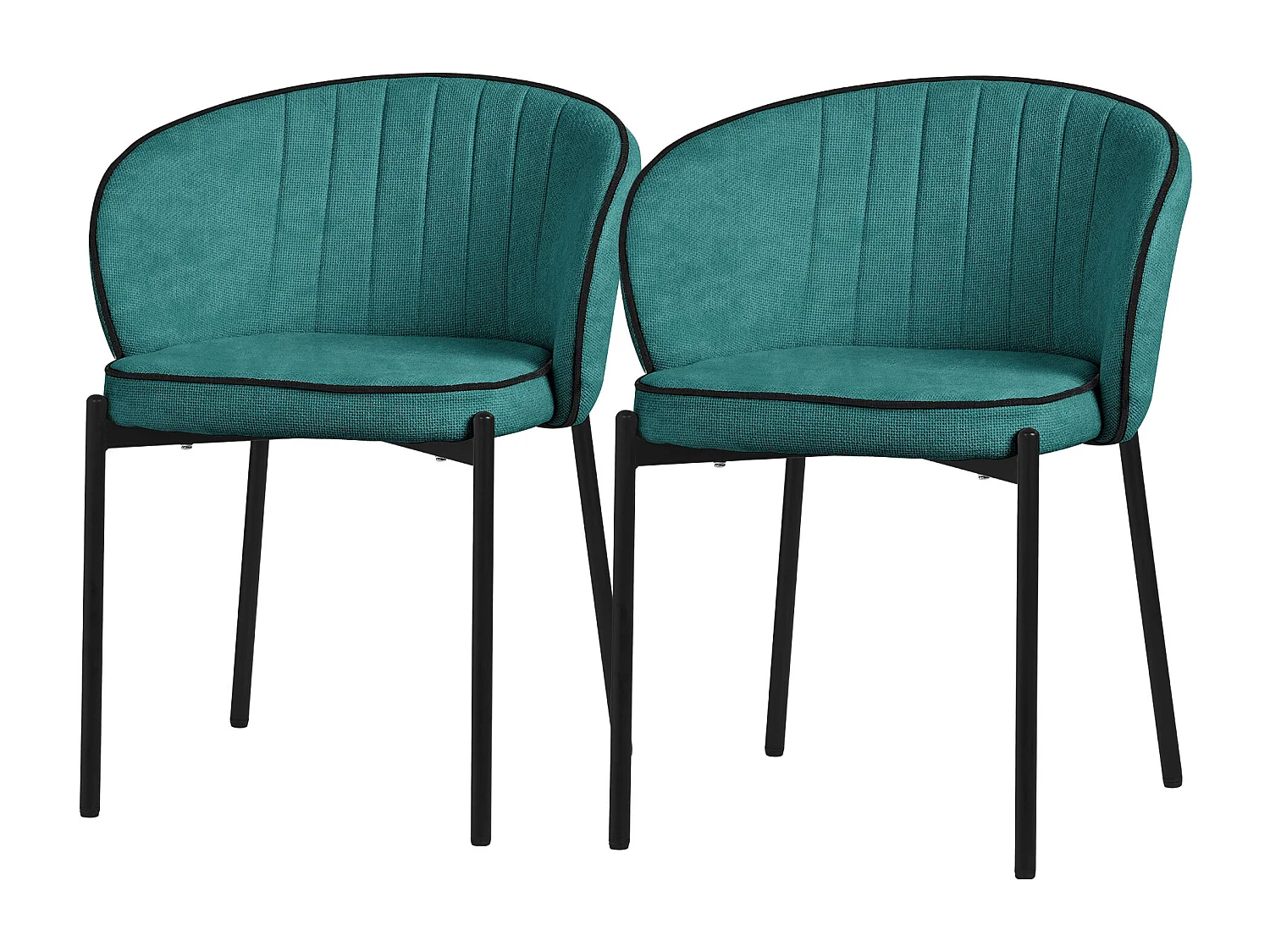 Set de 2 Chaises de salle à manger pétrole revêtement en tissu pieds en métal robustes fauteuils rembourrés dossier ergonomique pour cuisine ou salon