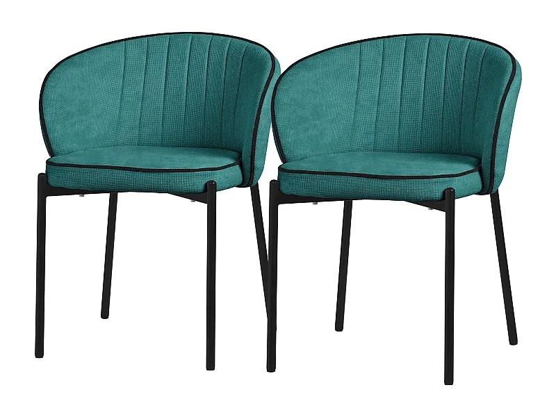 ML-Design Set 2x sedie da pranzo verde petrolio in tessuto, mobili con schienale e gambe in metallo, poltroncine imbottiteda cucina, poltrone per sogg
