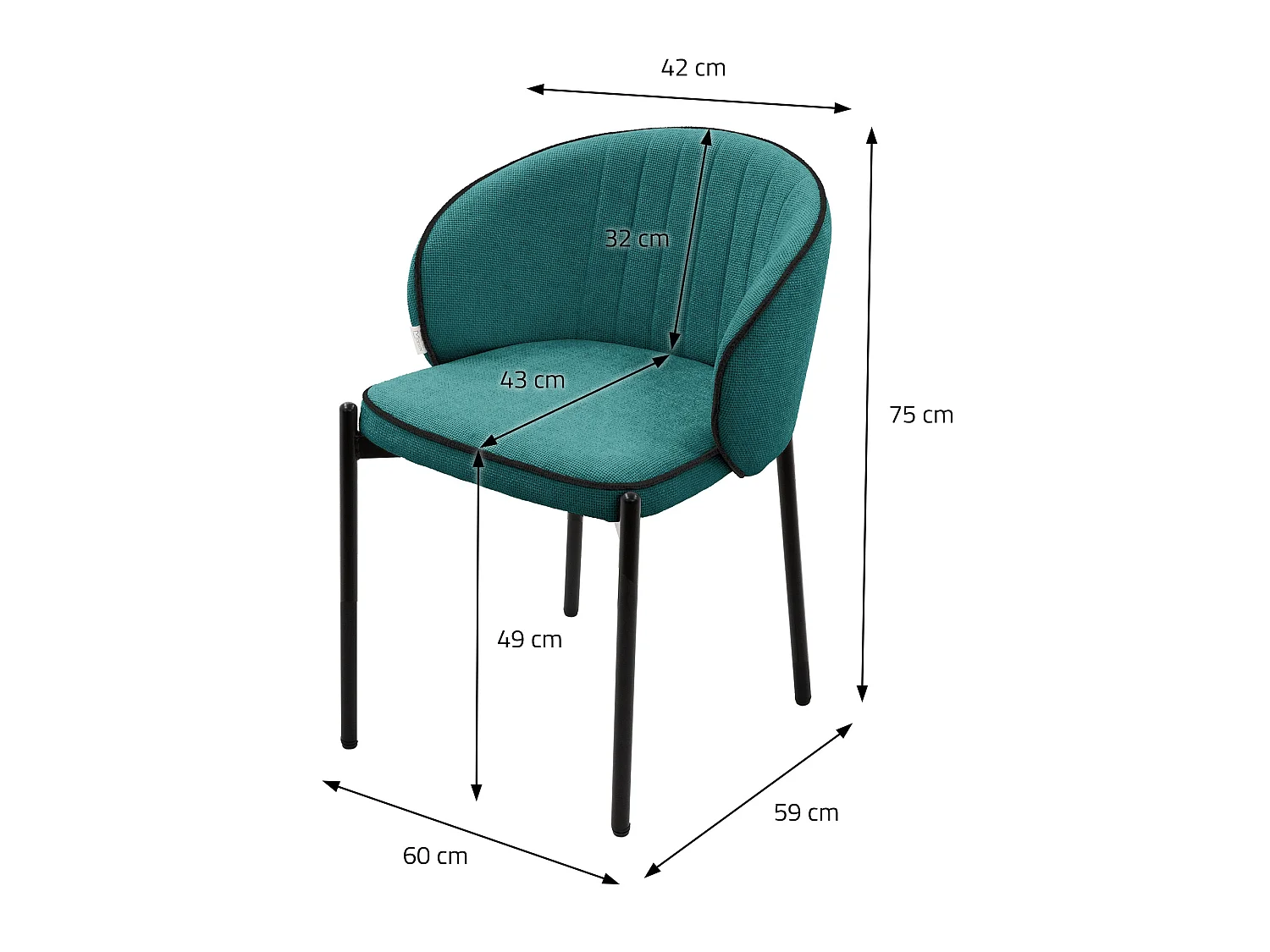ML-Design Set 4x sedie da pranzo verde petrolio in tessuto, mobili con schienale e gambe in metallo, poltroncine imbottiteda cucina, poltrone per sogg