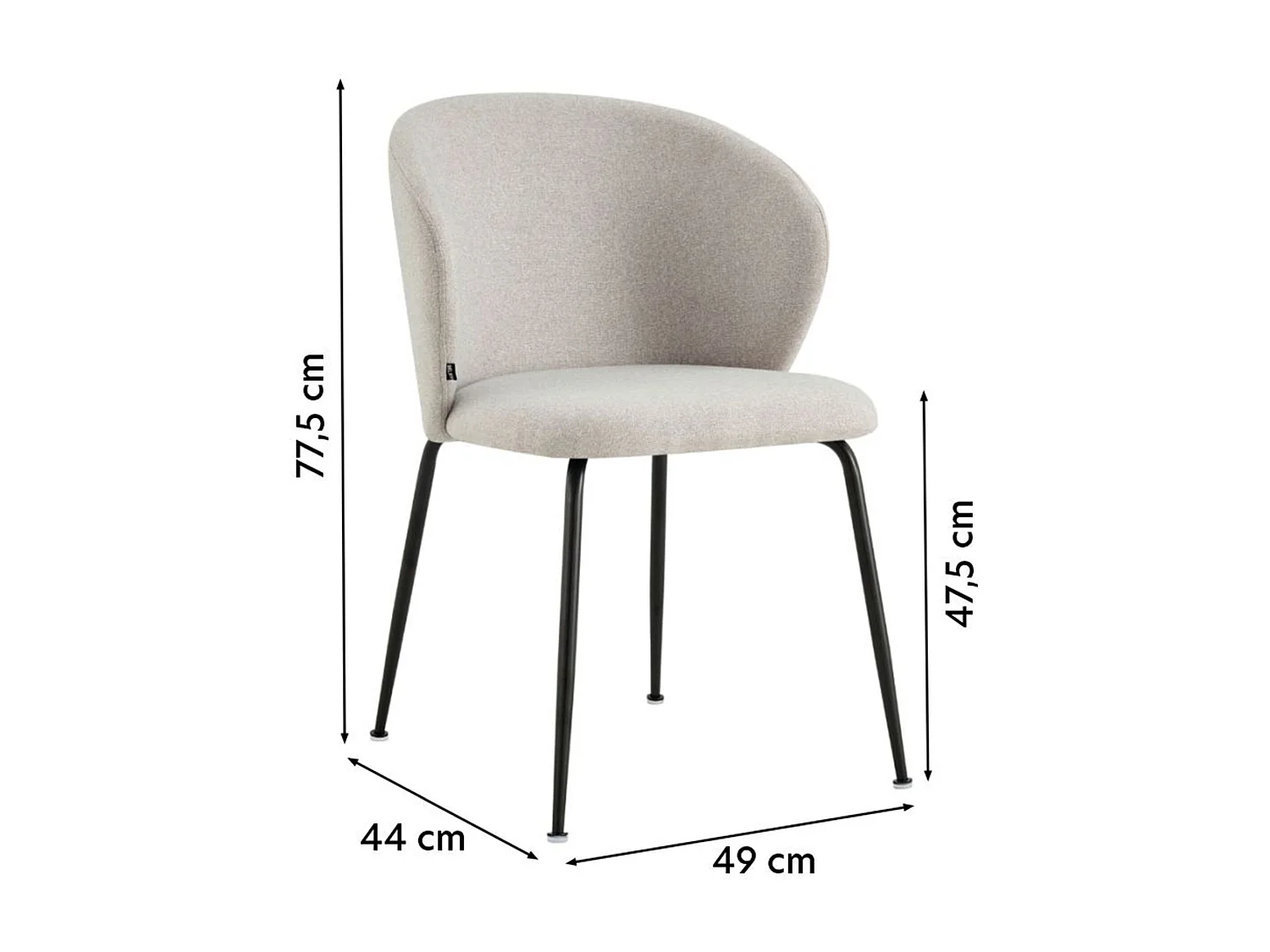 Chaise rembourrée – tissu hydrophobe crème – MEALIZE