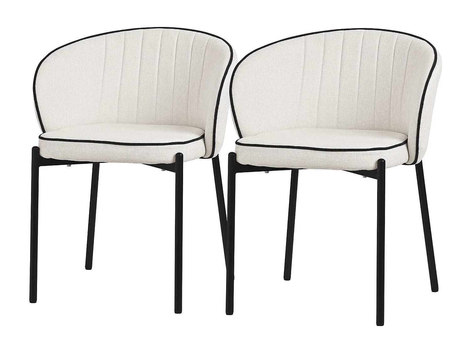 Set de 2 Chaises de salle à manger beige revêtement en tissu pieds en métal robustes fauteuils rembourrés dossier ergonomique pour cuisine ou salon
