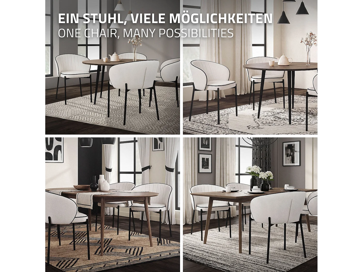 ML-Design 2x Sillas de comedor beige con revestimiento de tela, asiento sofá de salón con respaldo, mueble de cocina tapizado con patas de metal