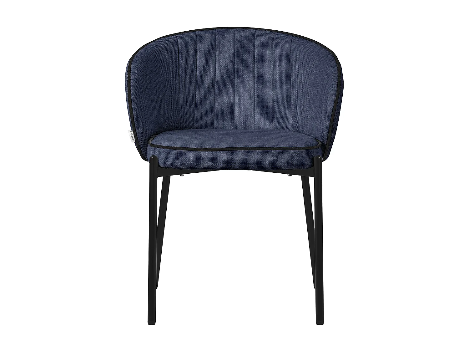 Set de 2 Chaises de salle à manger bleu foncé revêtues en tissu pieds en métal robustes fauteuils rembourrés dossier ergonomique pour cuisine ou salon