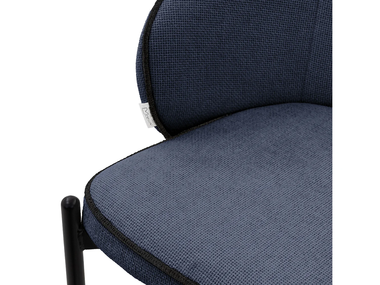 Set de 2 Chaises de salle à manger bleu foncé revêtues en tissu pieds en métal robustes fauteuils rembourrés dossier ergonomique pour cuisine ou salon