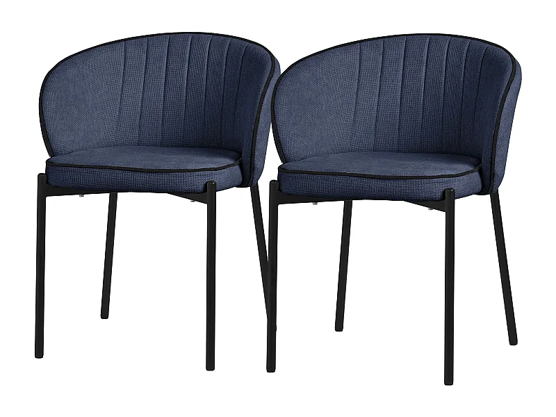 ML-Design 2x Sillas de comedor azul oscuro con revestimiento de tela, asiento sofá de salón con respaldo, mueble de cocina tapizado con patas de metal