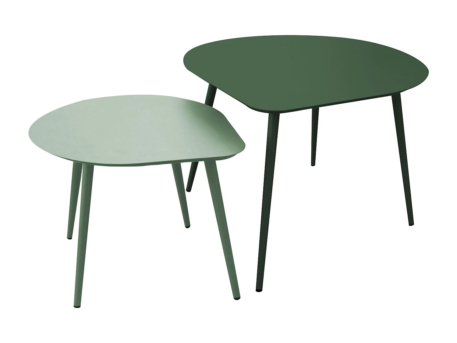 Lot de 2 tables basses de jardin en métal vert forêt et vert sauge