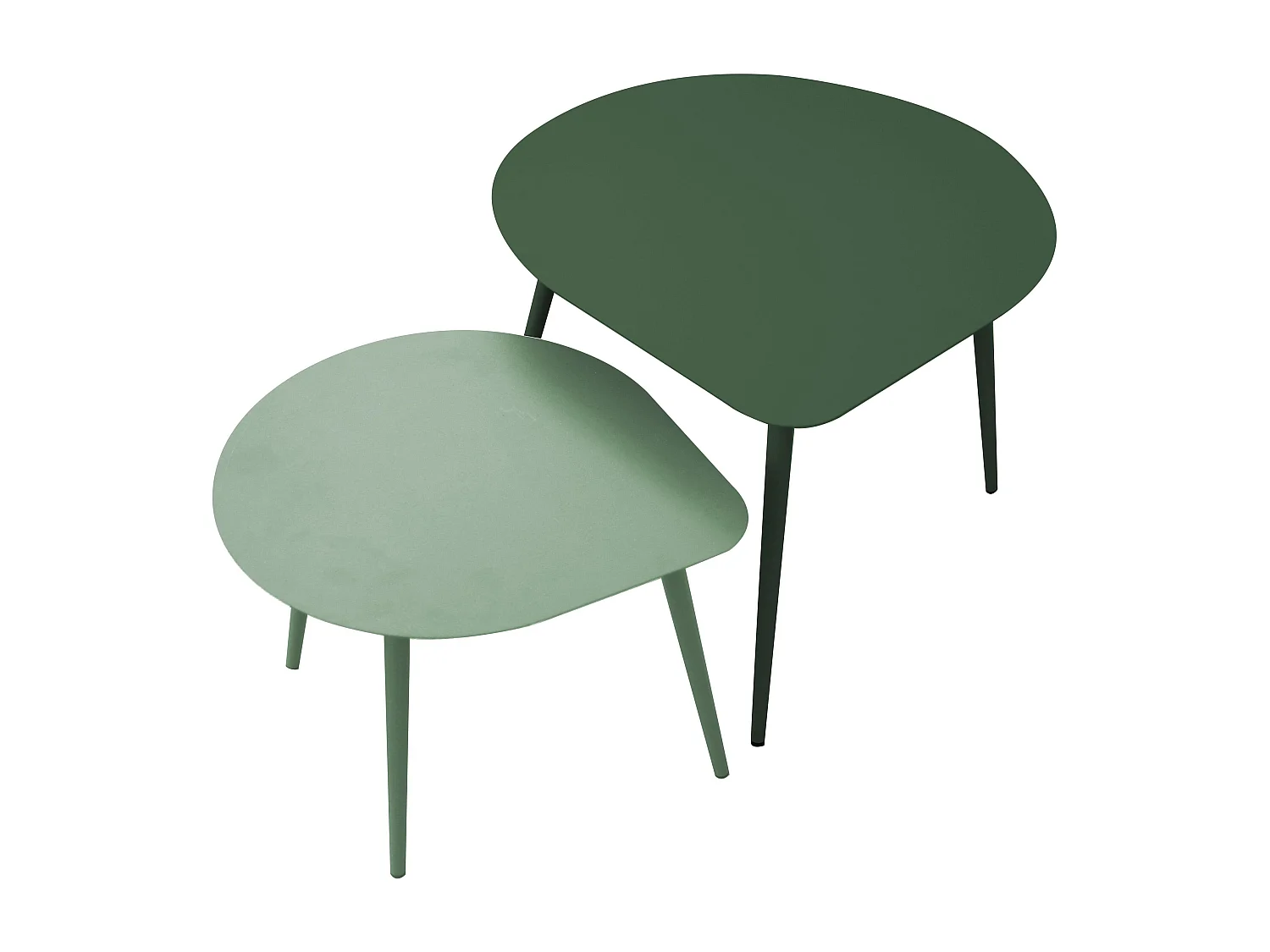 Lot de 2 tables basses de jardin en métal vert forêt et vert sauge