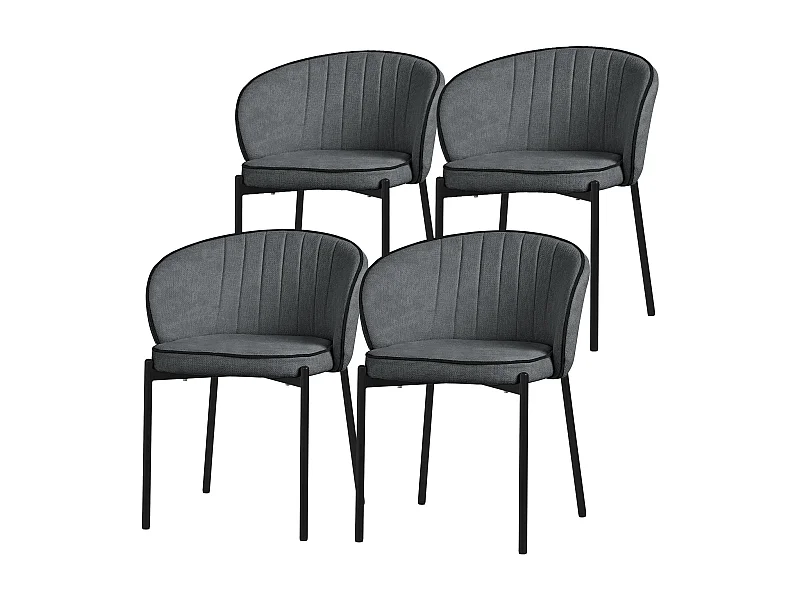 ML-Design 4x Sillas de comedor antracita con revestimiento de tela, asiento sofá de salón con respaldo, mueble de cocina tapizado con patas de metal