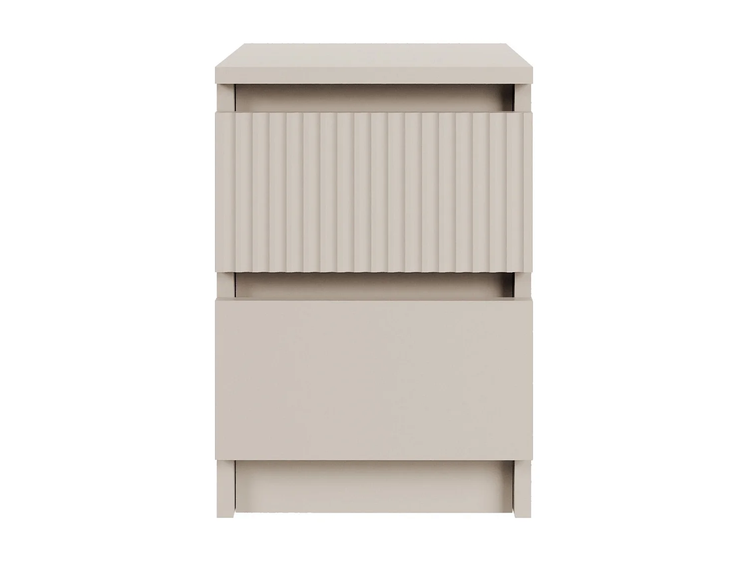 Table de chevet avec façade à rainures et deux tiroirs – 30 cm – gris cachemire – Sandia