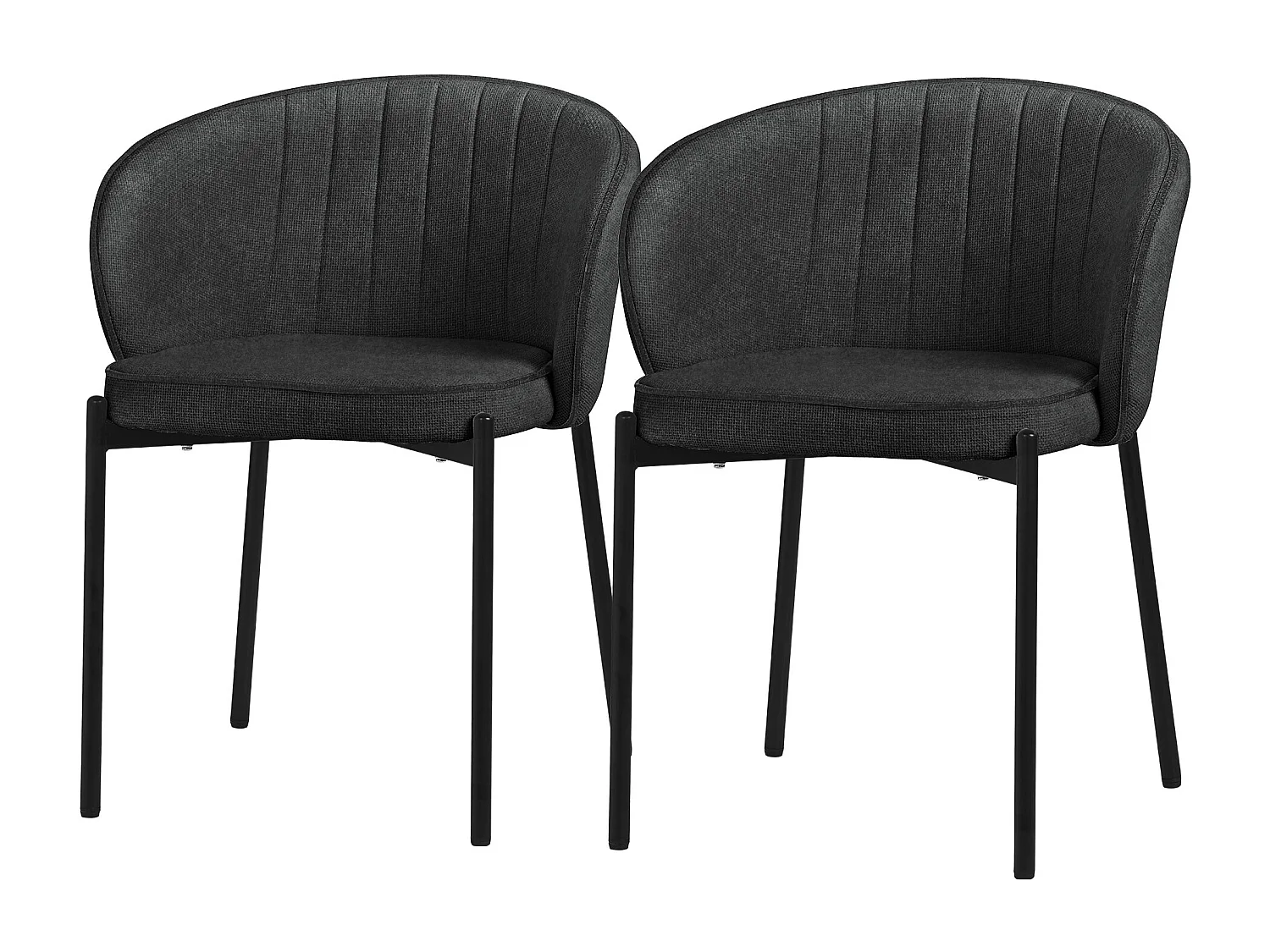 ML-Design Set 2x sedie da pranzo antracite in tessuto, mobili con schienale e gambe in metallo, poltroncine imbottiteda cucina, poltrone per soggiorno