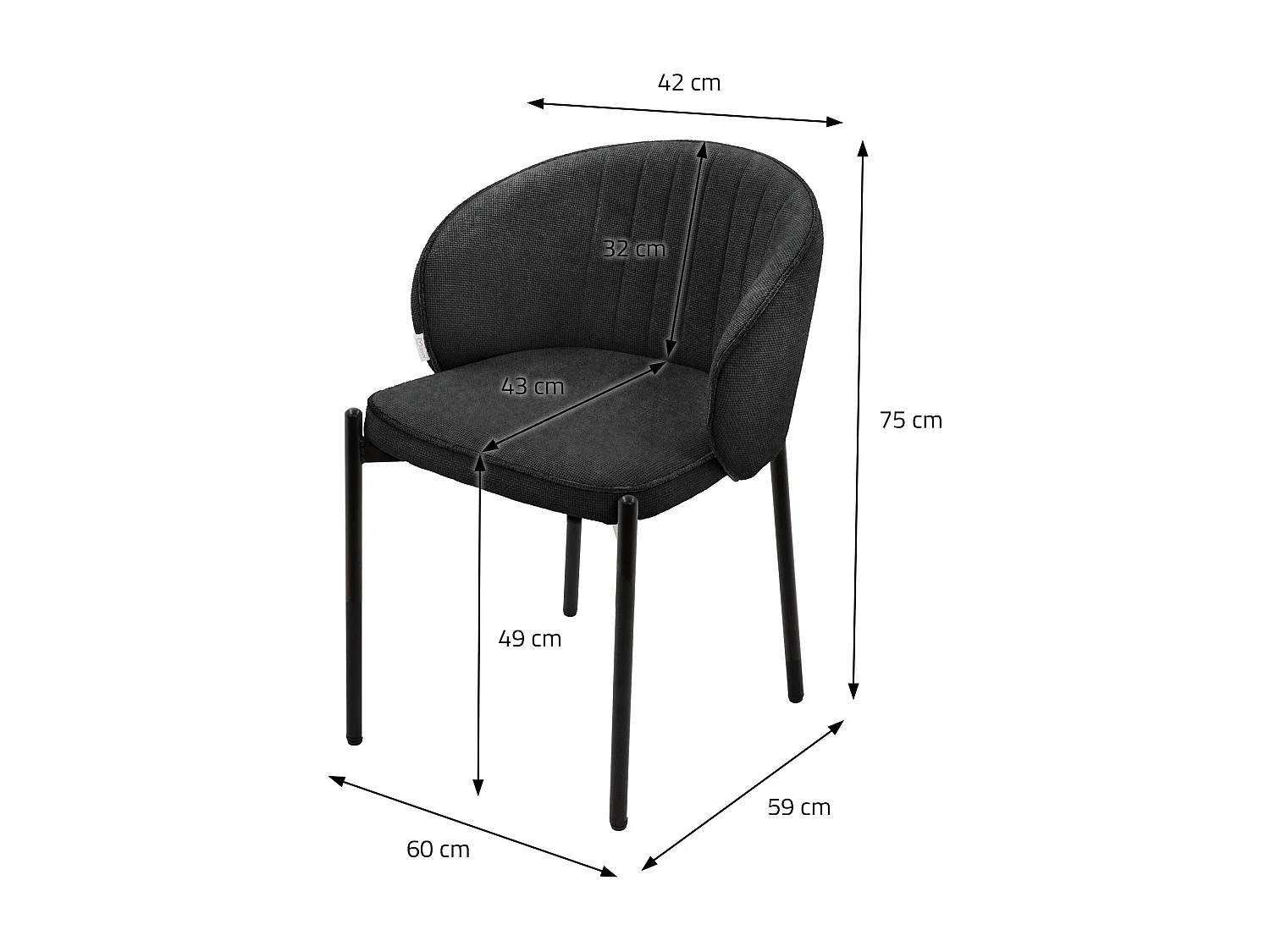 ML-Design Set 2x sedie da pranzo antracite in tessuto, mobili con schienale e gambe in metallo, poltroncine imbottiteda cucina, poltrone per soggiorno