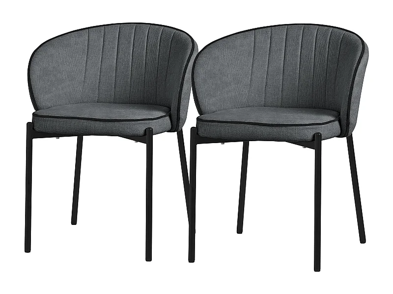 ML-Design 2x Sillas de comedor antracita con revestimiento de tela, asiento sofá de salón con respaldo, mueble de cocina tapizado con patas de metal