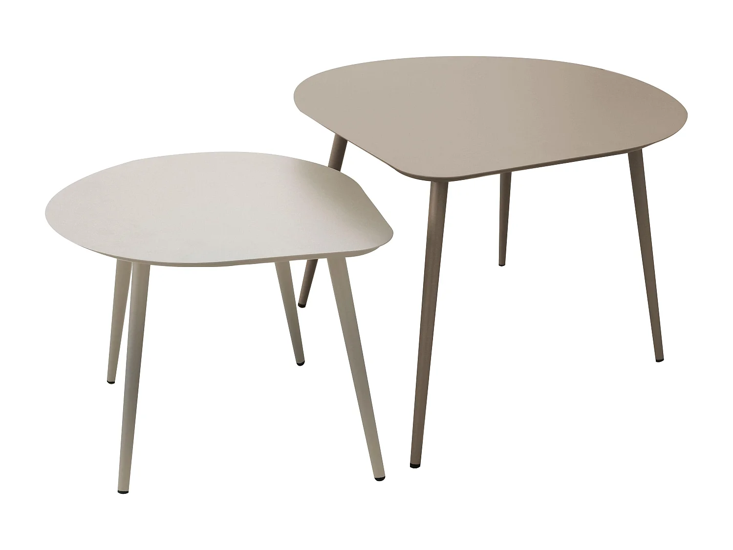 Lot de 2 tables basses de jardin en métal ivoire et taupe