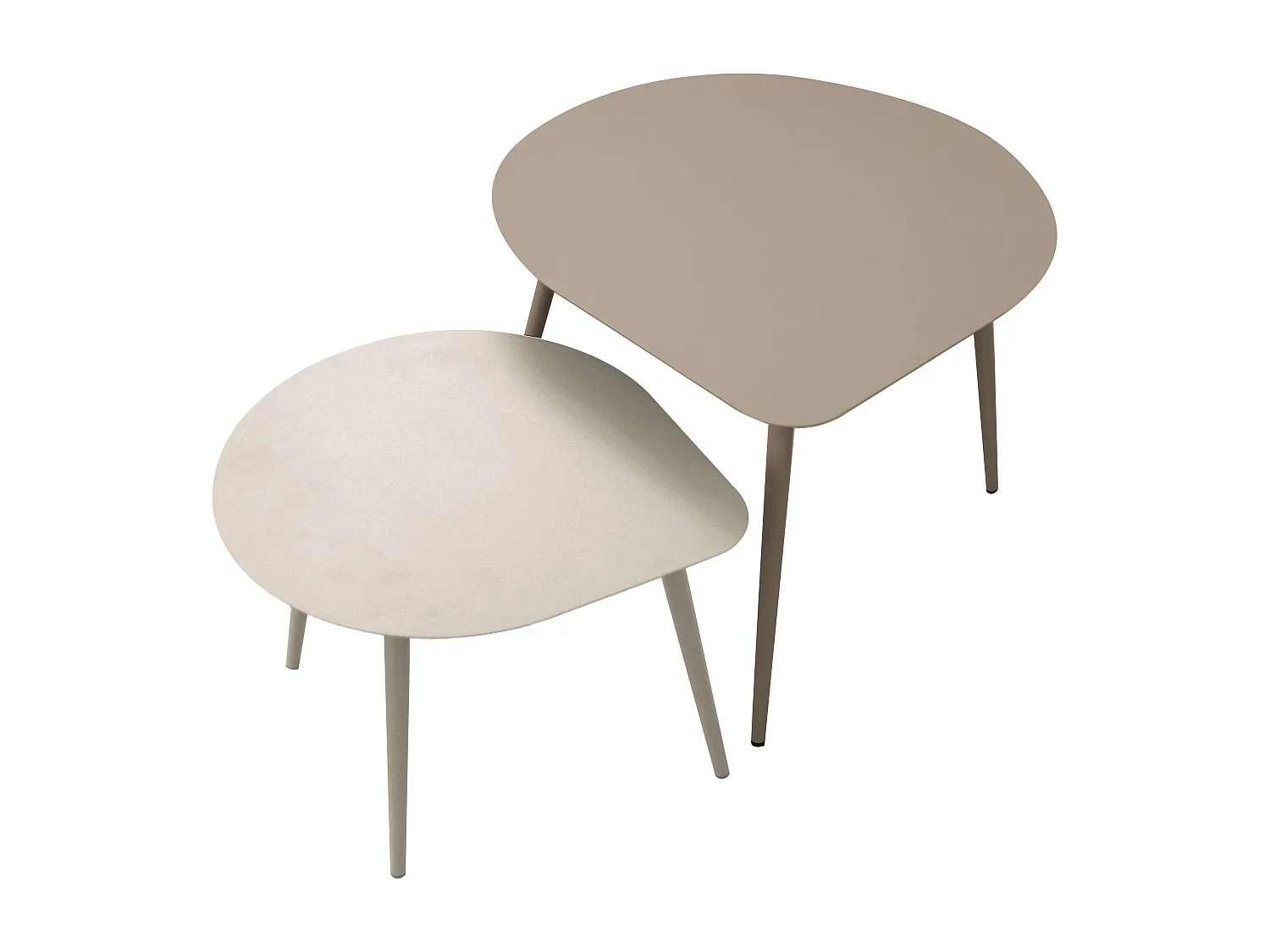 Lot de 2 tables basses de jardin en métal ivoire et taupe