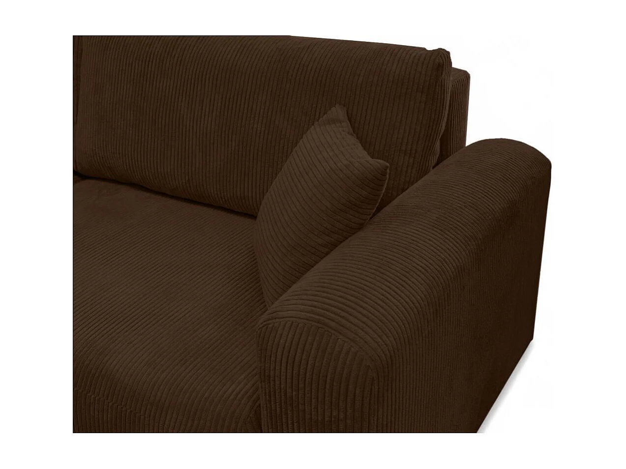 Canapé ALYA d'angle compacte réversible et convertible 4 places en velours côtelé - Marron