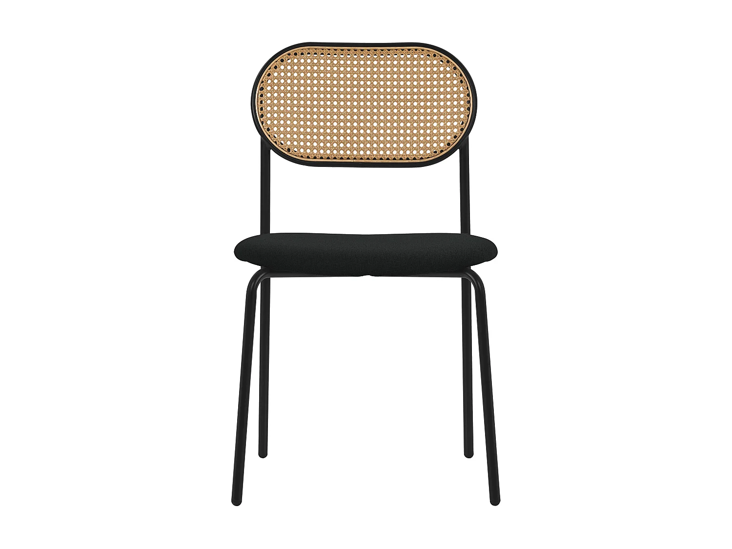 ML-Design 6x Sillas de comedor negro tapizado ratán con patas metal respaldo curvado de rejilla y apoyabrazos ergonómico sillón moderno para hogar