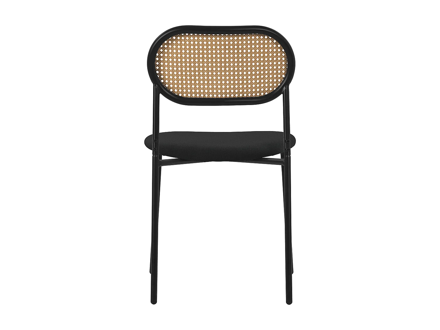 ML-Design 6x Sillas de comedor negro tapizado ratán con patas metal respaldo curvado de rejilla y apoyabrazos ergonómico sillón moderno para hogar