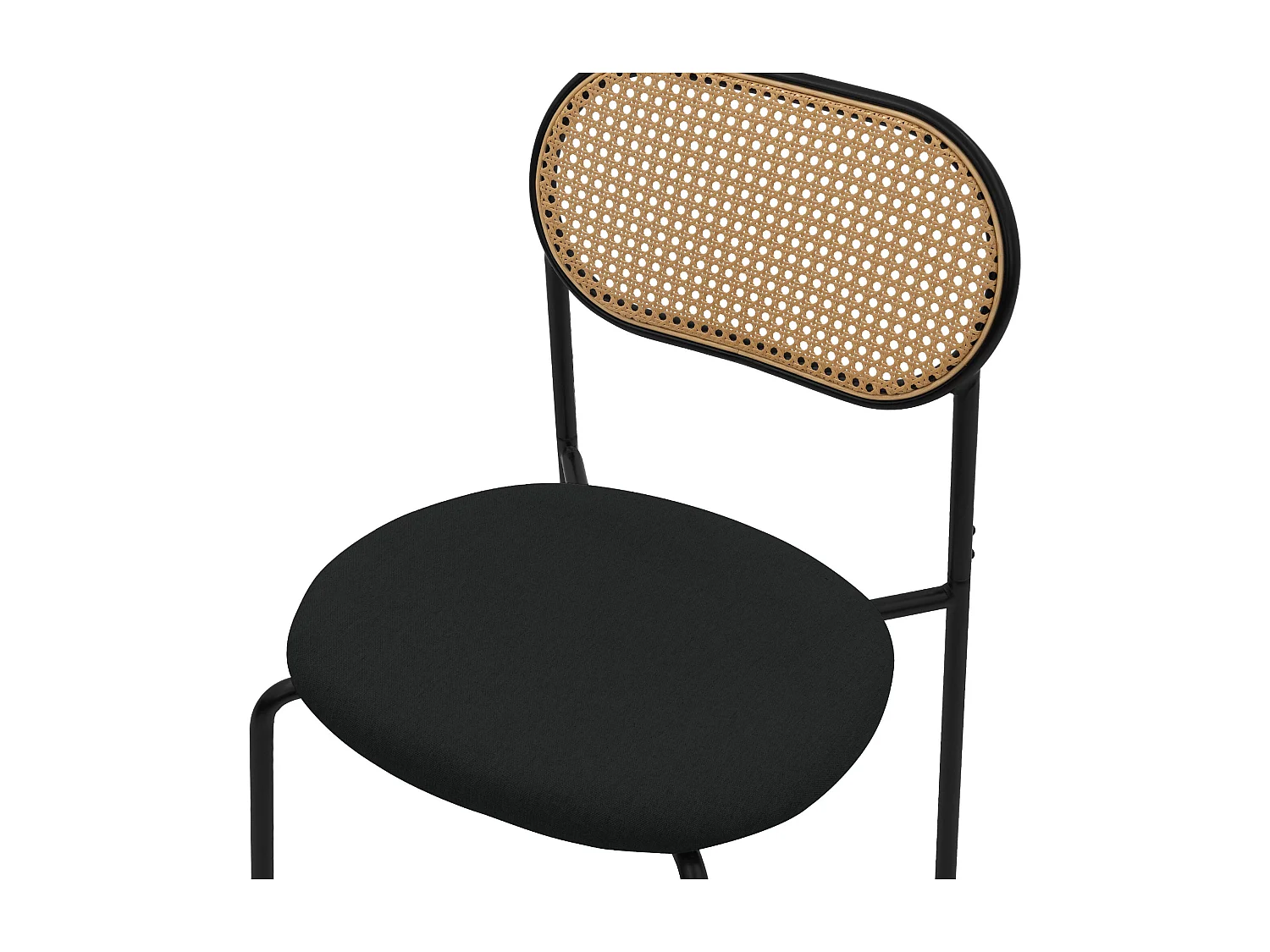 ML-Design 6x Sillas de comedor negro tapizado ratán con patas metal respaldo curvado de rejilla y apoyabrazos ergonómico sillón moderno para hogar