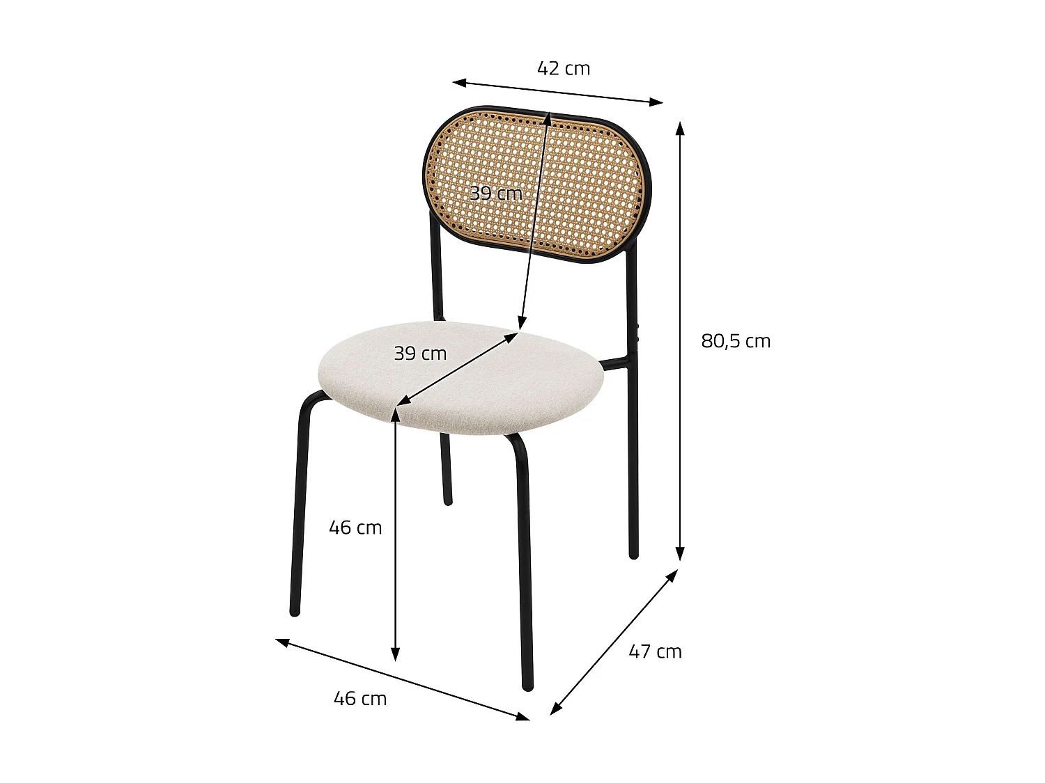 ML-Design 6x Sillas de comedor beige tapizado ratán con patas metal respaldo curvado de rejilla y apoyabrazos ergonómico sillón moderno para hogar