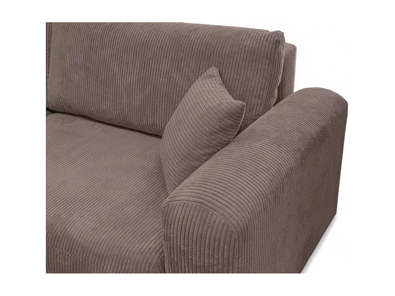 Canapé ALYA d'angle compacte réversible et convertible 4 places en velours côtelé - Marron glacé