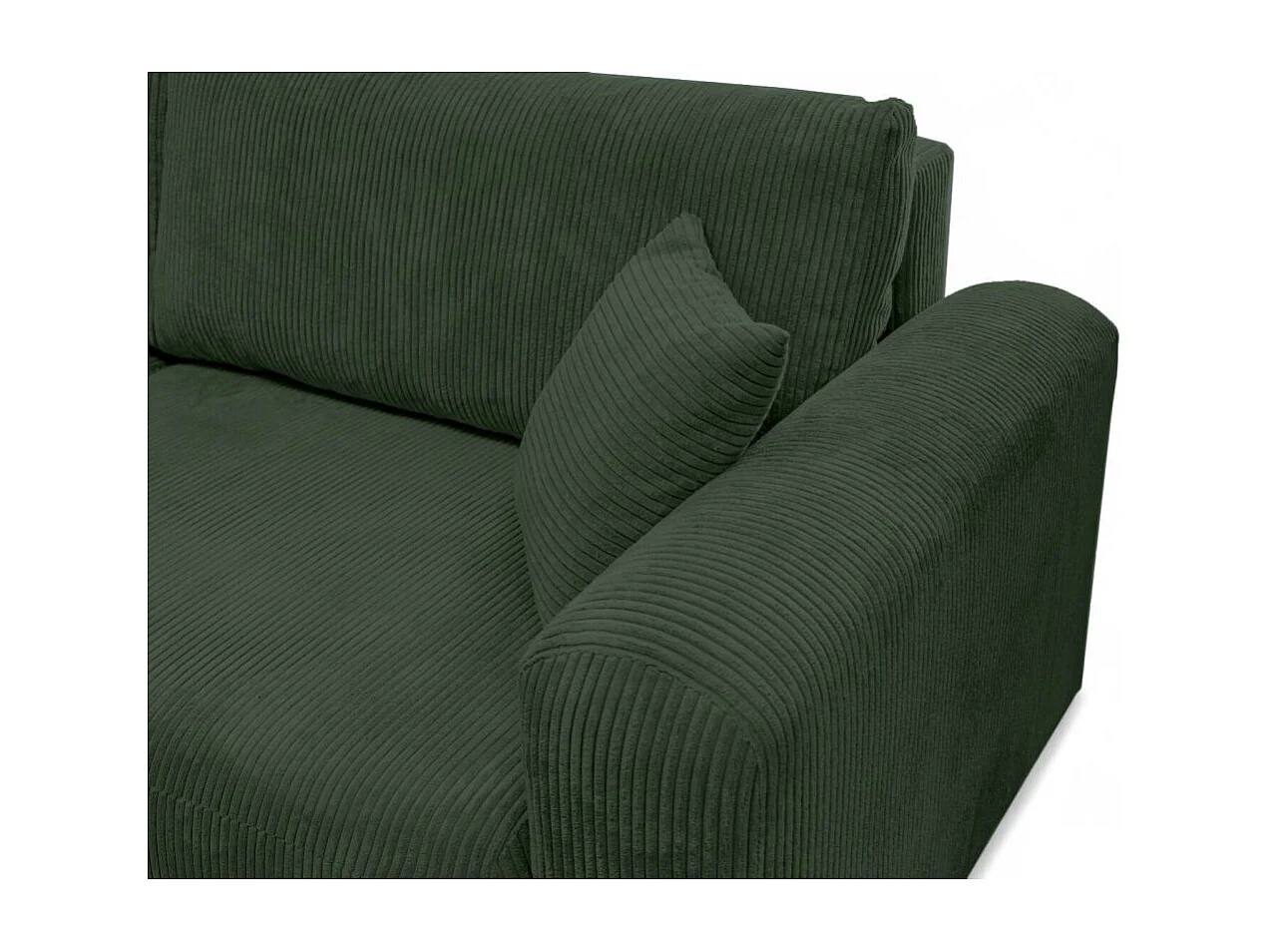 Canapé ALYA d'angle compacte réversible et convertible 4 places en velours côtelé - Vert foncé