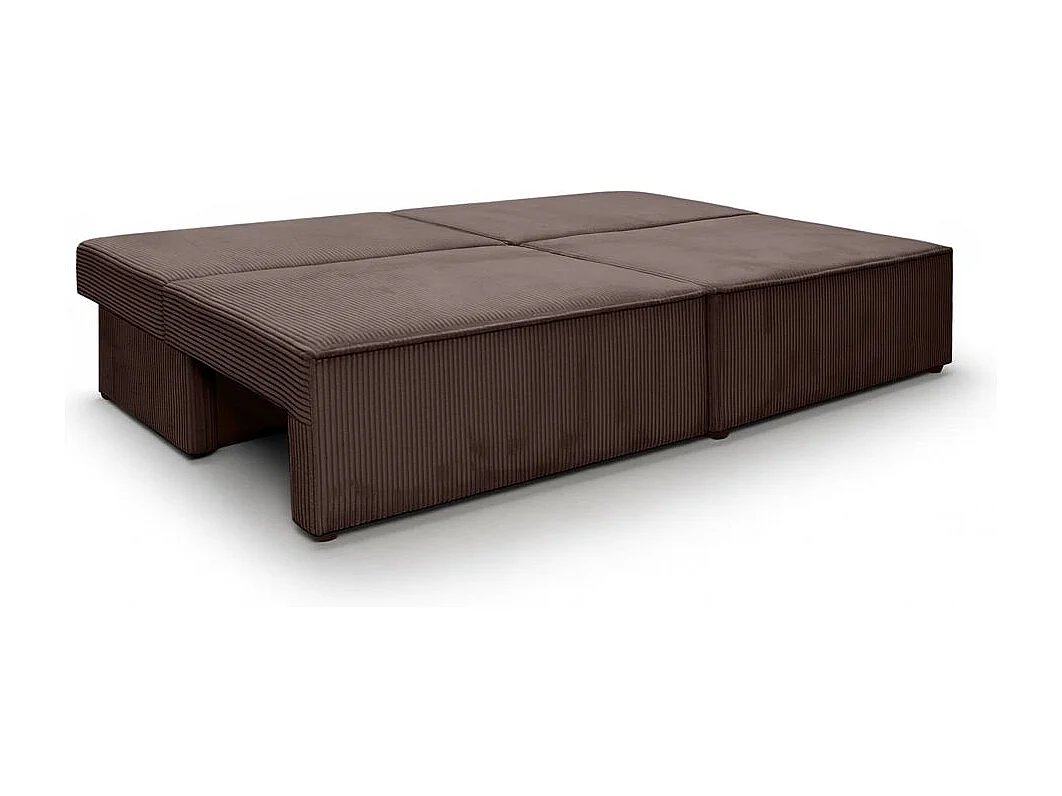 Canapé convertible 3 places FIONA sans accoudoirs coffre de rangement velours côtelé - Marron glacé