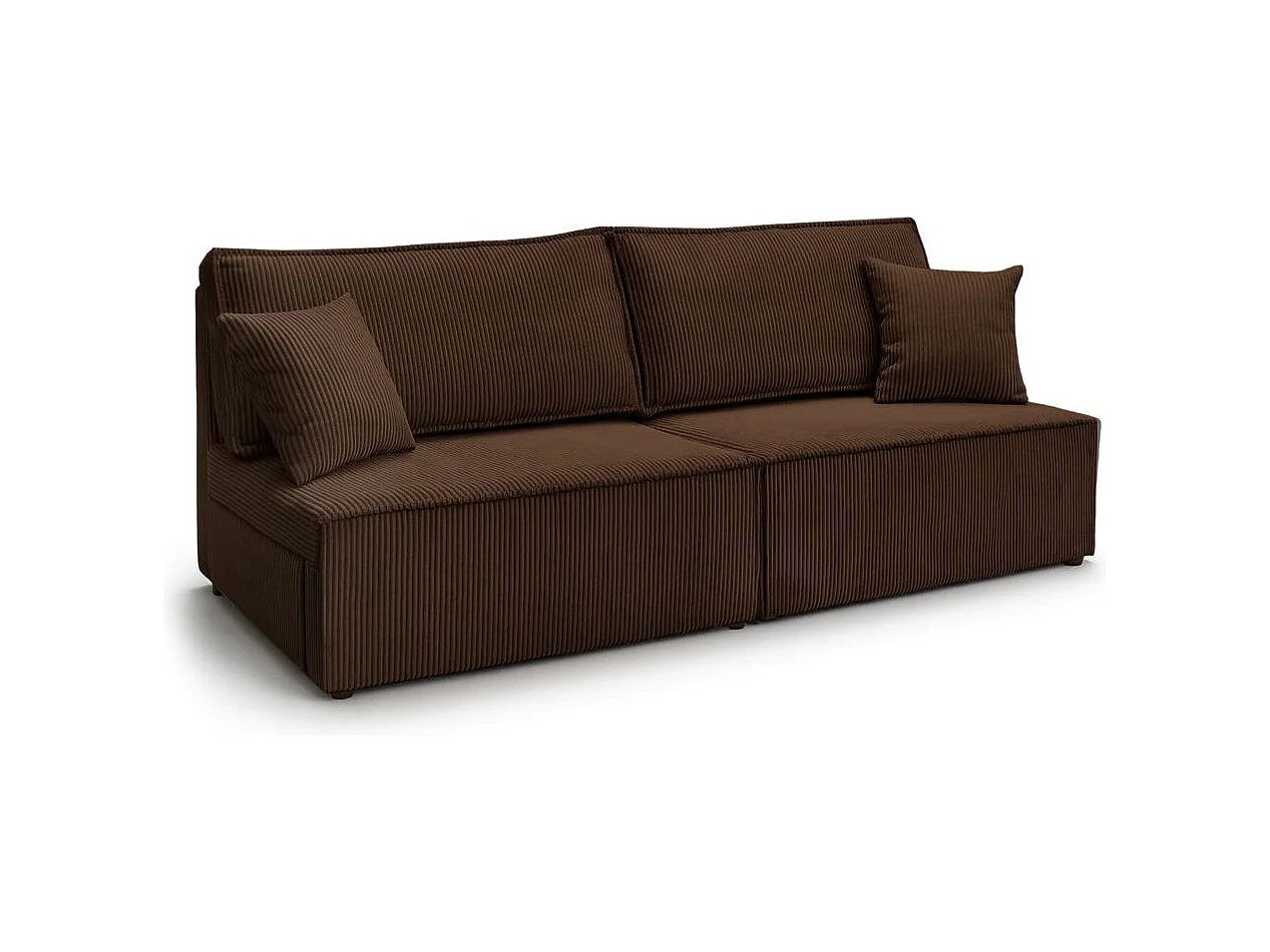 Canapé convertible 3 places FIONA sans accoudoirs coffre de rangement velours côtelé - Marron