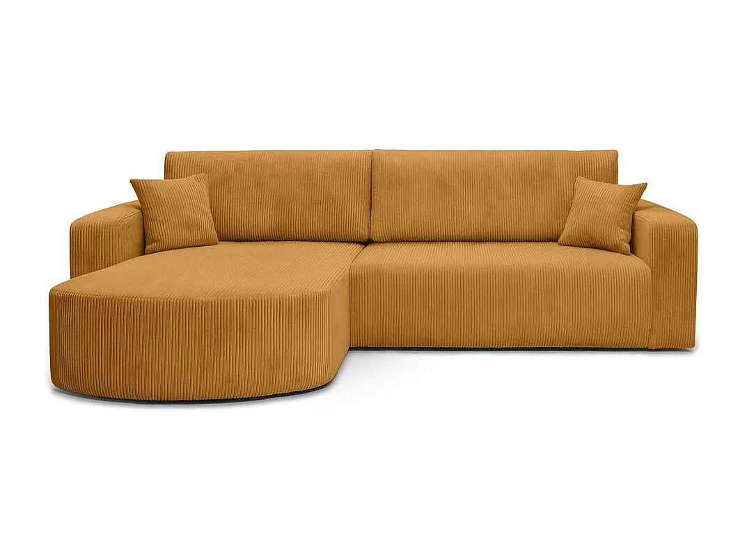 Canapé KIARA d'angle réversible convertible 4 places en velours côtelé - Jaune