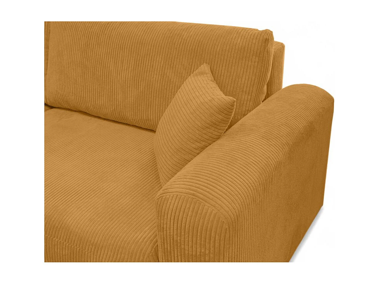 Canapé ALYA d'angle compacte réversible et convertible 4 places en velours côtelé - Jaune