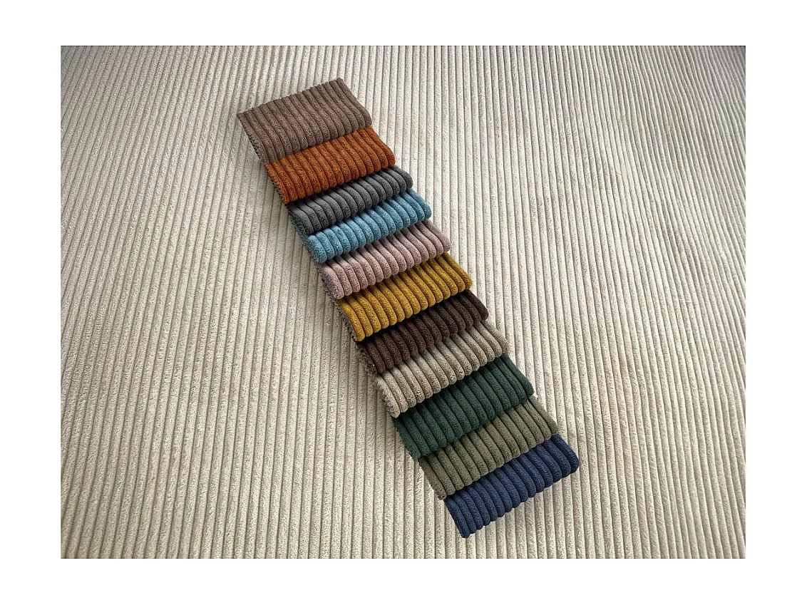 Canapé d'angle ALYA panoramique convertible 6 places en velours cotelé - Vert foncé