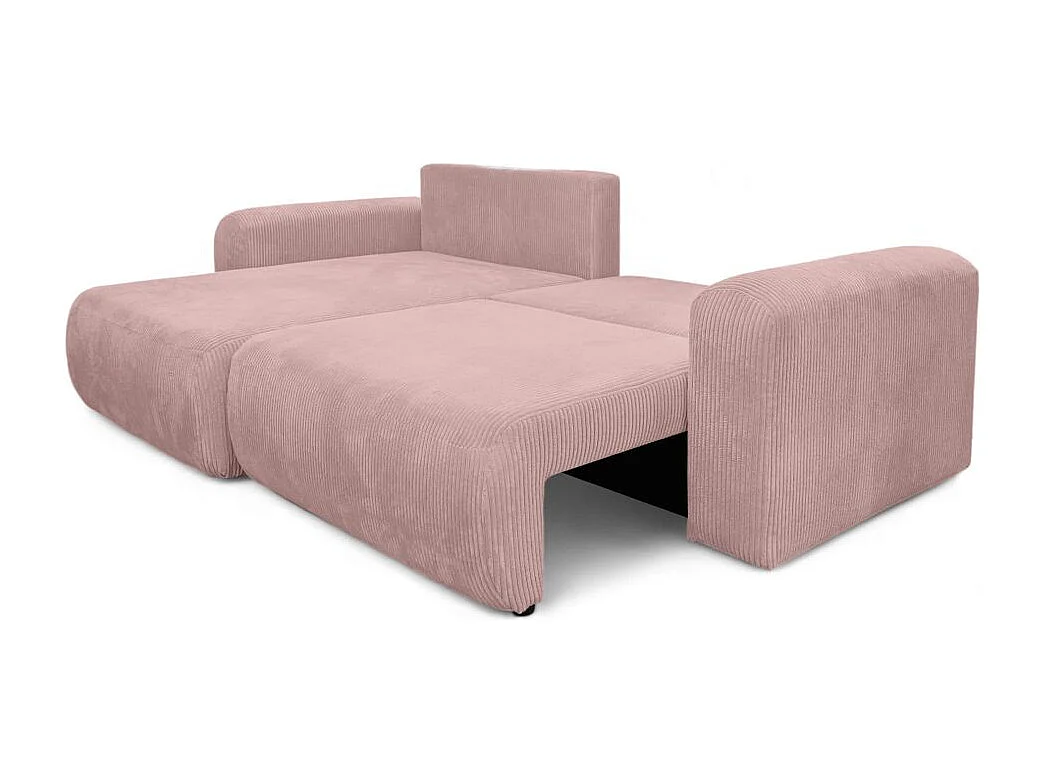 Canapé ALYA d'angle compacte réversible et convertible 4 places en velours côtelé - Rose