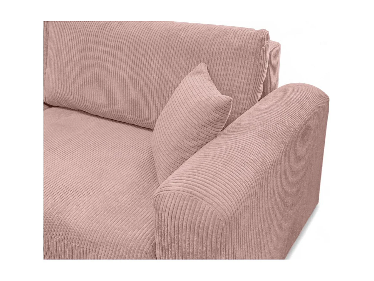 Canapé ALYA d'angle compacte réversible et convertible 4 places en velours côtelé - Rose