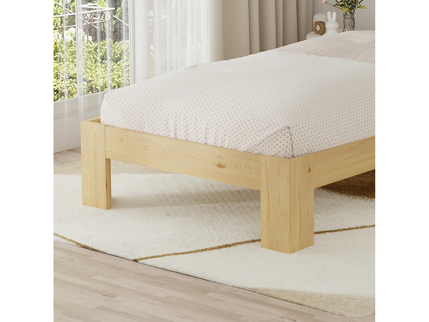 Lit en bois avec tête de lit 90x190cm FINN - HAPPY GARDEN