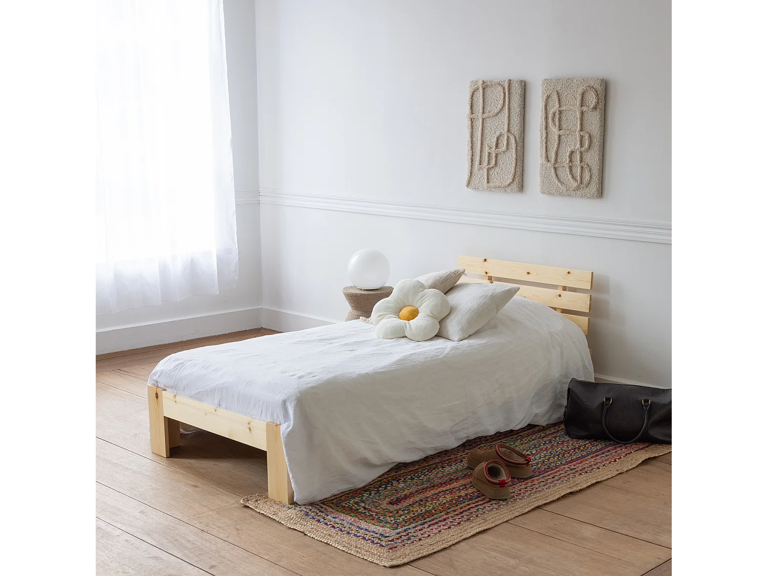 Cama de madeira com cabeceira 90x190cm FINN