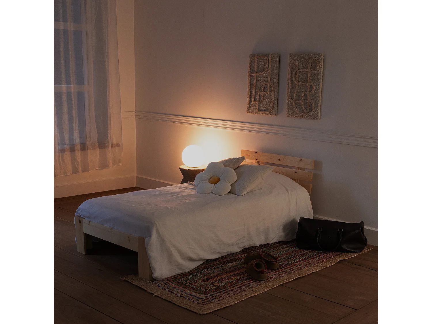 Cama de madeira com cabeceira 90x190cm FINN