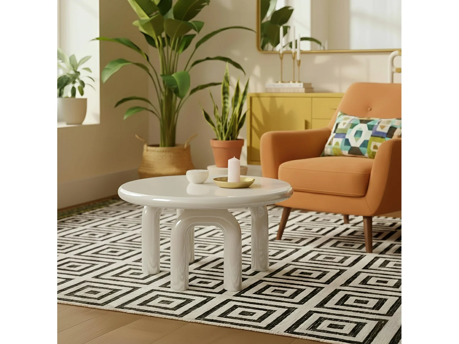 Ronde salontafel 80 cm in wit gelakt MDF