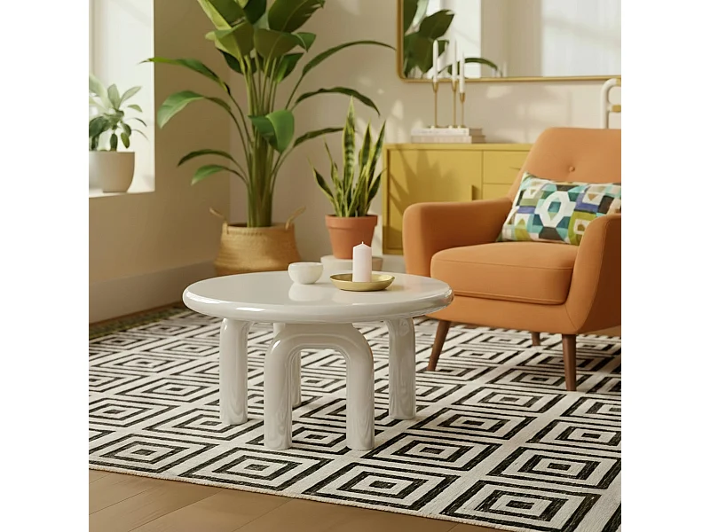 Ronde salontafel 80 cm in wit gelakt MDF