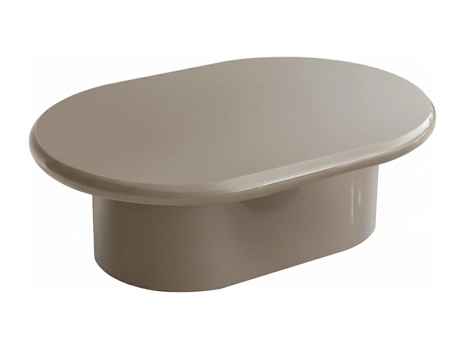 Ovale salontafel 100 x 70 cm in taupe gelakt MDF