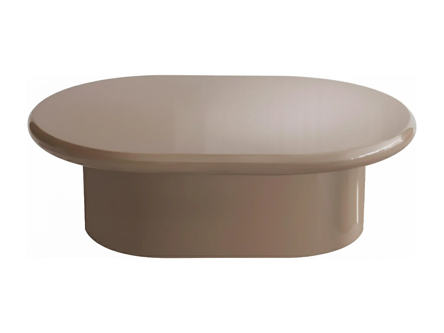 Ovale salontafel 100 x 70 cm in taupe gelakt MDF