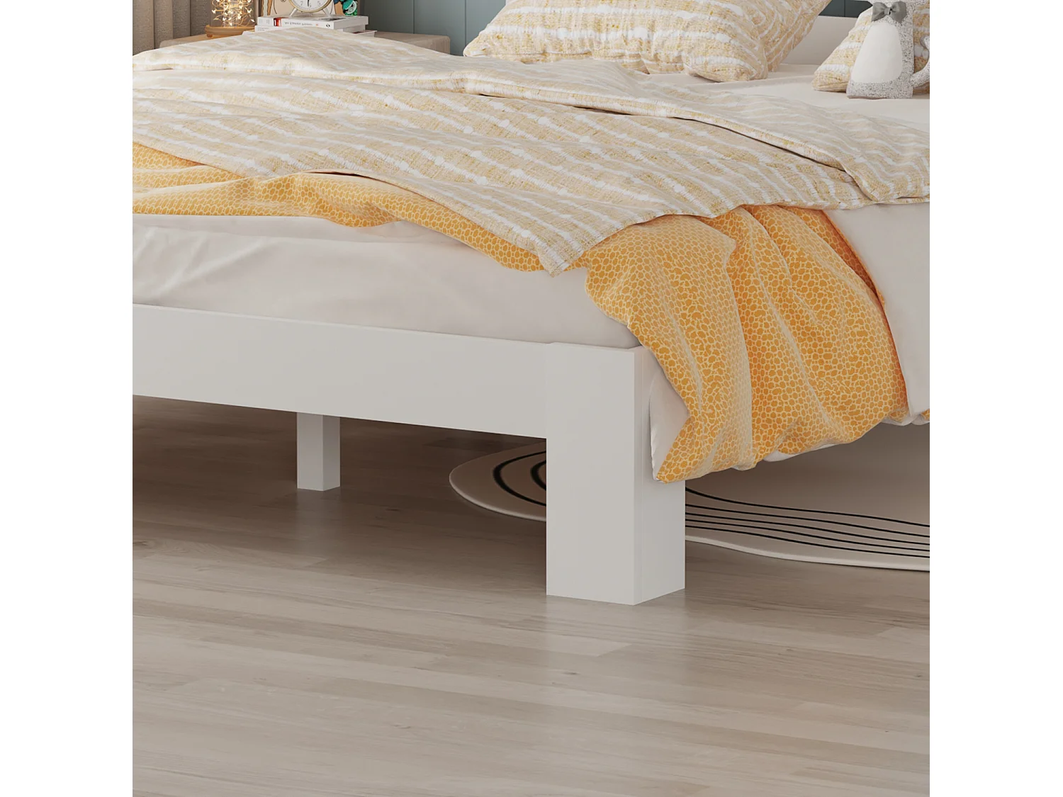 Lit en bois avec tête de lit 140x200cm blanc FINN - HAPPY GARDEN